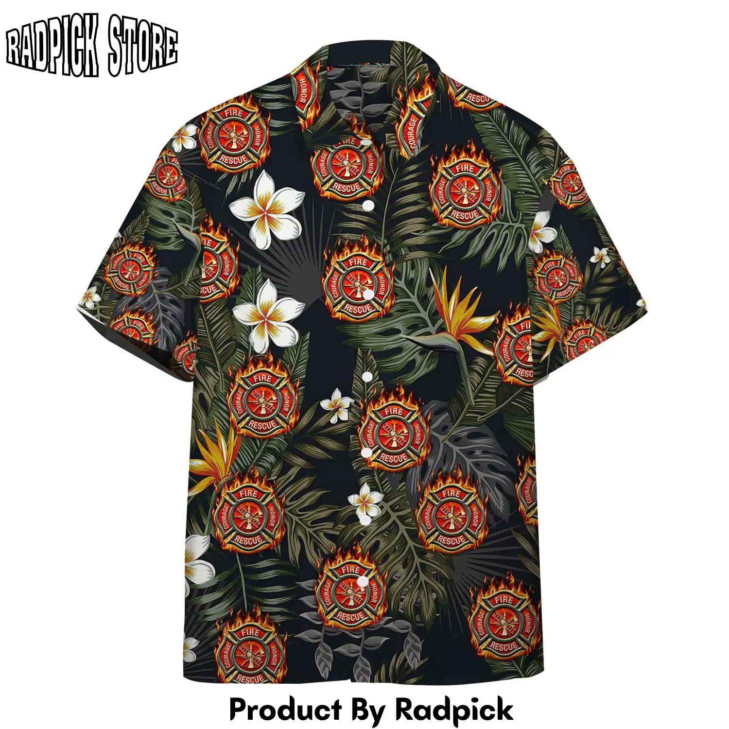 Radpick 3d firefighter tropical hawaii shirt rp292840